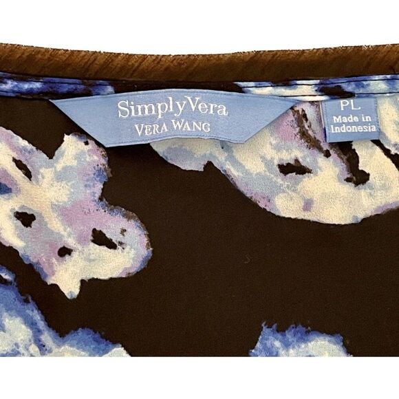 Simply Vera Vera Wang | Petite Blue and Black Floral Sleeveless Blouse | PL - Picture 4 of 7